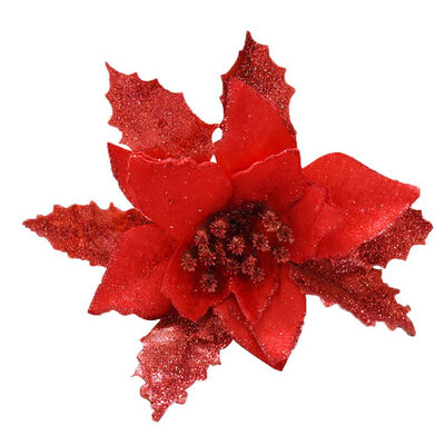 

Christmas Tree Decoration Artificial Flowers 17cm Glitter Fake Flower Head Xmas Home Party Wedding Ornament Supplies