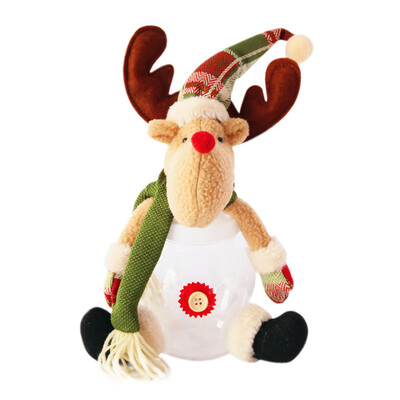 

Gobestart Christmas Candy Jar Santa Claus SnowmanElk Christmas Gift Desktop Window Decor