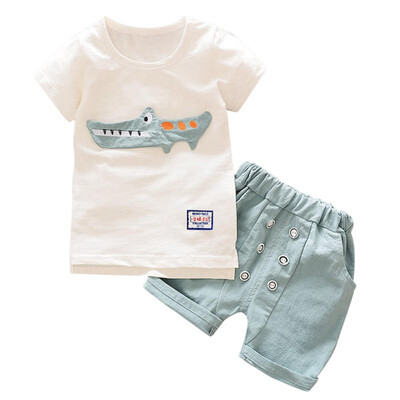 

Baby Boy Summer Clothings Sets Cartoon Animal Pattern Short Sleeve T-Shirt Tops Shorts Casual Outfits Clothes Suits