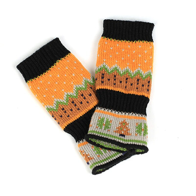 

New Male Female Fingerless Knitted Gloves Winter Warm Long Arm Warmer Mittens Xmas Deers