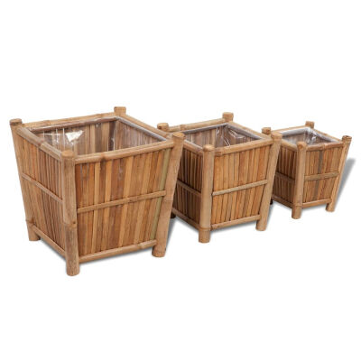 

Planter Set 3 Pieces Bamboo with Nylon Lining