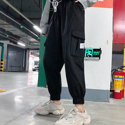 

Women Casual Loose High-Elastic Sports Side Pocket Harajuku Sport Feet Tooling Pants