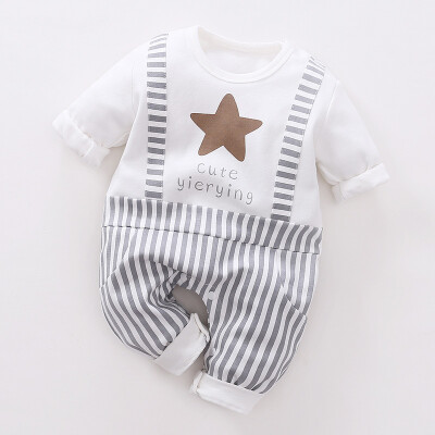 

Autumn Baby Boy Casual Romper Infant Stripe Print Long Sleeve Children Bodysuit Jumpsuit Outfits