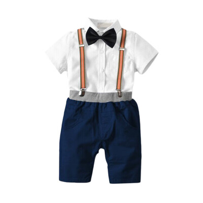 

Baby Clothes Set New Children Bow Tie Gentleman Four-Piece Set StrapShortsShirtBow Tie Suit Baby Boys Clothing 1-6Y