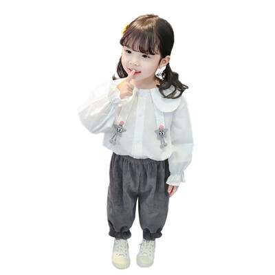 

Autumn Cute Set Baby Girls Casual Long Sleeve Cartoon Shirt TopsPants Suits Costume
