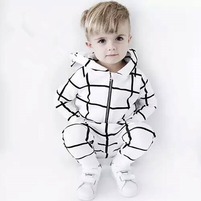 

Children Autumn Clothing Baby Kids Boys Girls Infant Hooded Plaid Romper Jumpsuit Long Sleeve Clothes Outfits 0-12M