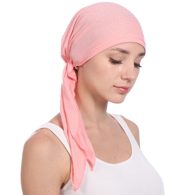 

Women India Muslim Stretch Turban Hat Tie-dye Cotton Hair Loss Head Scarf Wrap Muslim Hats New