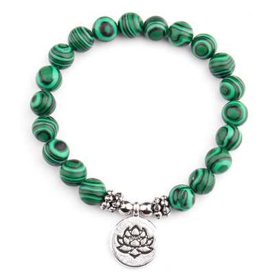 

Trendy Stone Beads Bracelet Chrysocolla Beads With Flower Charm Bracelet Chakra Jewelry For Woman Free Shipping