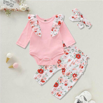 

AU Infant Baby Girl Kid Long-sleeved Tops Trousers Winter Outfit Clothes 0-18M