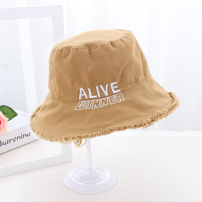 

Korean style new-style rough-edge cowboy fishermans hat pure color womens hat casual flat-top hat big-edge sun-shading cap
