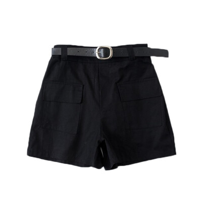 

All-match 4 Solid Color Sashes Casual Women Shorts A-line High Waist Slim Summer Shorts Feminino Chic Ladies Bottom