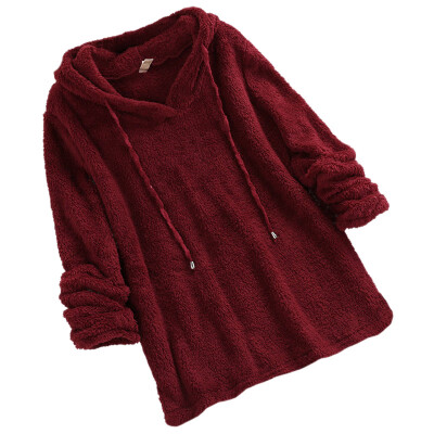 

Womens Double-faced Velvet Hoodies Solid Color Fashion Concise Casual Long Sleeve Hoodies Coat Sweatshirt