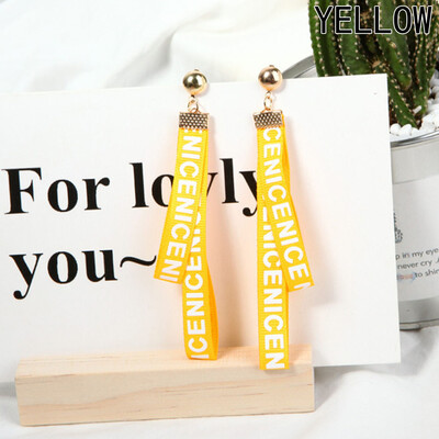 

Women Studs Dangle Earring Long Ear Letter Cloth Ribbon Practical Earring Cloth Dangle Jewelry Studs