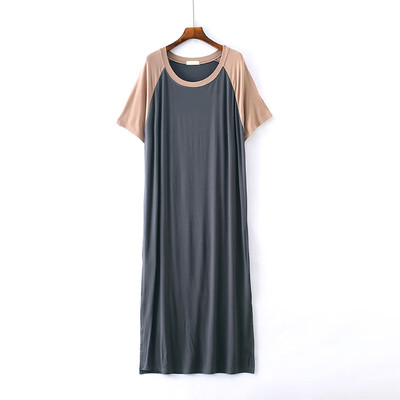 

Women Patchwork Nightdress Loose Short-sleeved Dress Modal Nightgowns Ladies Pajamas