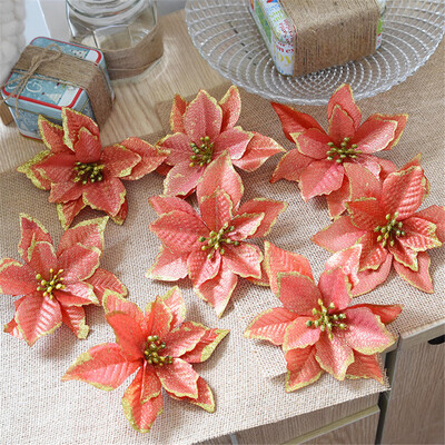 

Tailored 8Pcs Artificial Fabric Flower Glitter Wedding Party Decor Christmas Xmas Tree De