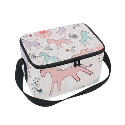

ALAZA Insulated Lunch Box Horse Flowers Lunch Bag for Men Women Portable Tote Bag Cooler Bag