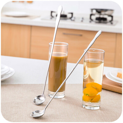 

Stainless Steel Spoon With Long-Handled Kitchen Coffee Cocktail Spoons Ladle Tea Drink Spoons