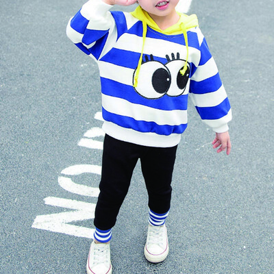 

Children Baby Unisex Fashion Cotton Long Sleeves Pattern Cartoon Striped Shirt Spring Autumn 2pcs Set 1-6Y Toddler Girl Clothes