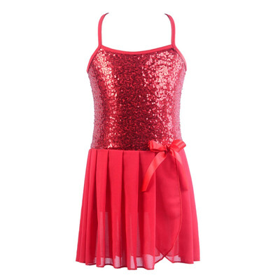 

Children Kids Girls Fashion Concise Ballet Costume Chiffon Sequin Decoration Sports Dancing Dress body suit