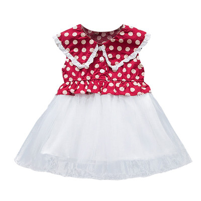 

New Baby Dresses Summer Casual Baby Girls Polka Dot Pattern Sleeveless Patchwork Mesh Dress Kids Toddler Pageant Sundress