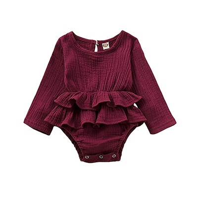 

Baby Girls Summer Long Sleeve Cotton Stripes Print Cute One-Pieces Jumpsuit Romper