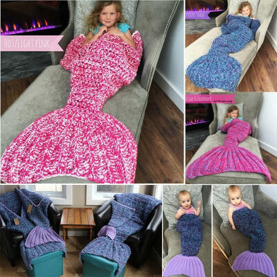 

Adult Kids Women Mens Soft Handmade Mermaid Tail Blanket Sleeping Bag 110cm60cm60cm50cm