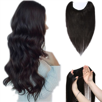 

16"18"20"22" One Piece Straight Remy Human Hair Miracle Secret Invisible Wire Hair Extensions No Clip No Glue 1pcs