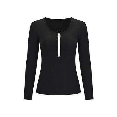 

4 Colors Women Autumn Winter Fashion Solid Color Sexy T-shirt Zipper V-neck Long-sleeved T-shirts Women Top