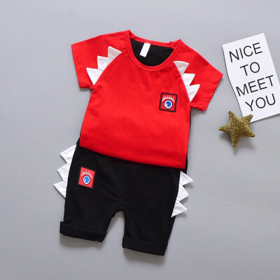 

2PcsSet Summer Baby Boys Short Sleeve Letter Eyes Pattern Tops T-shirtShorts Casual Outfits Sets