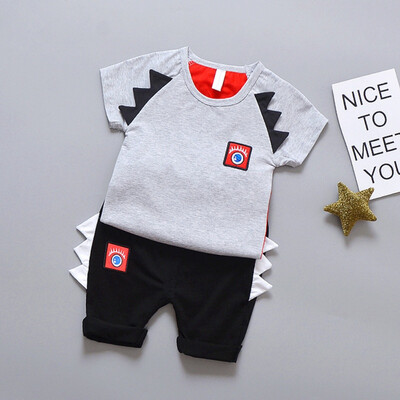 

2PcsSet Summer Baby Boys Short Sleeve Letter Eye Pattern Tops T-shirtShorts Casual Outfits Sets