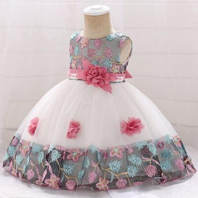 

Children Formal Clothes Kids Fluffy Dress Girls Clothes For Wedding Party Birthday Costume Print Sleeveless Lace Girl Dress