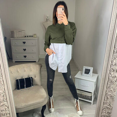 

New 2019 Womens Autumn Long Sleeve Patchwork Shirt Top Jumper Hoodie Blouse