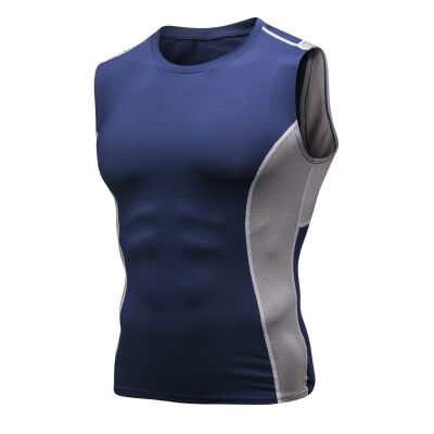 

Men Casual Sleeveless Quick-drying Breathable Vest Bottoming Round Collar Sports Color Matching Sports Vest