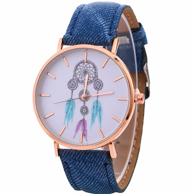 

〖Follure〗Women Wind Chimes Pattern Quartz Watch Cowboy Belt Table Watch BK