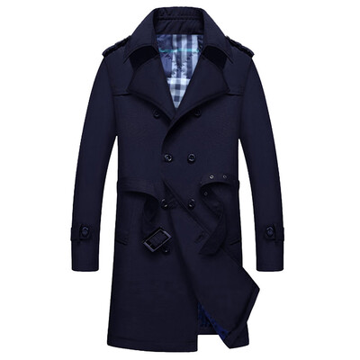 

Gobestart Men Winter Warm Jacket Overcoat Outwear Slim Long Trench Buttons Zipper Coat