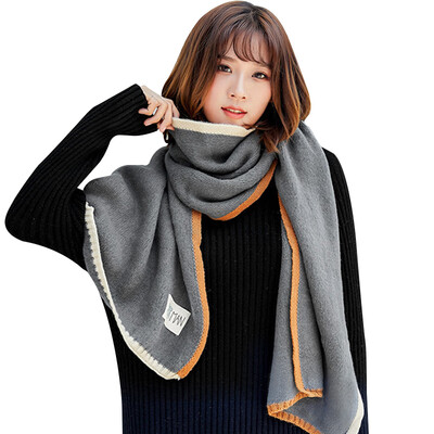 

MAXVIVI autumn&winter womens scarf color matching Korean fashion wild wool scarf warm thick scarf MWJ843204 gray