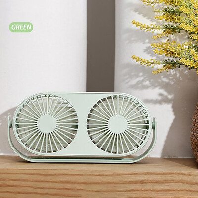 

Gobestart Mini Fan Double Head Portable 360 Rotation Car Desktop Cooling USB Charging