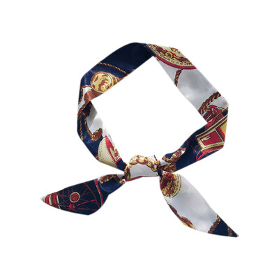 

95cm Scarf Women Korean Autumn Silk Printed Scarf Small Ribbon Colorful Elegant All-match Stylish Wild Green Flowers Neckerchief