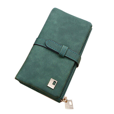 

Women Solid Color Frosted Bifold Long Wallet Coin Purse Clutches Bag Card Holder