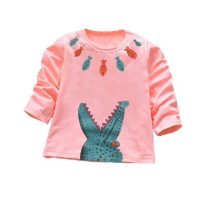 

Casual Boys Girls Autumn Spring Cartoon Cotton T-shirt Children Clothes Baby Long Sleeve Tops Tees Blouse