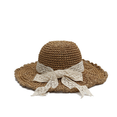 

Hat lady summer lace butterfly straw hat outdoor trip big eaves sunscreen leisure small fresh sunshade hat tide