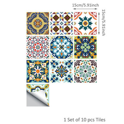 

10PcsSet Thickened PVC Tile Stickers Square Removable Waterproof Self-Adhesive Wall Decor Murals for Bathroom Kitchen Bedroom