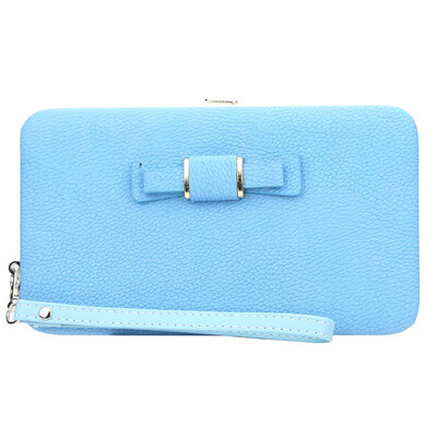 

Fashion Women Bowknot Large Capacity Cash Card Holder Long Wristlet Bag Wallet