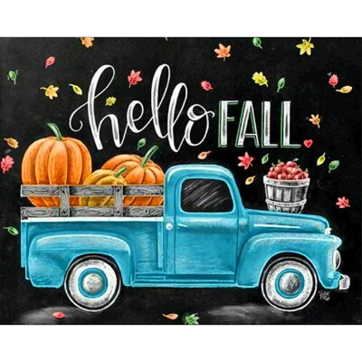 

DIY Diamond Painting Full Drill Pumpkin Truck Paint With Diamonds Cross Stitch Arts Crafts Home Decor