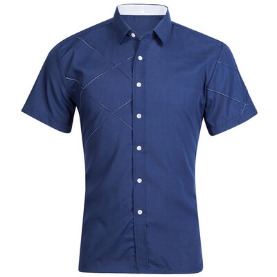 

2018 Summer New Mens Shirt Fashion Brand Men Cotton Short Sleeves Dress Shirt Turn-down Collar Cardigan Shirt Men Clothes