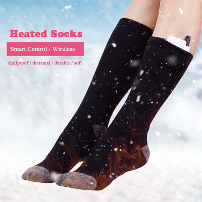 

Wireless Battery Heated Socks Electric Rechargeable Heat Socks Kit Motorcycle Ice Fishing Skiing Cotton Thick Thermal Socks Batter
