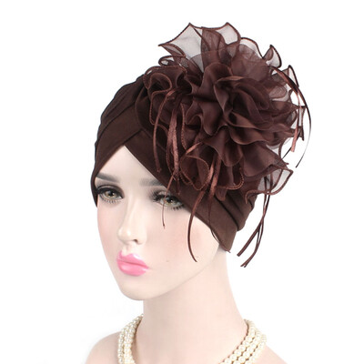 

Womens Big Flower Ruffle Turban Hijab Hat Lace Cancer Chemo Cap Cocktail Wedding Party Hat Indian Hats