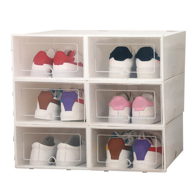 

New Transparent Shoe Box Combination Shoe Storage Box Ladies Thick Clamshell Plastic Shoe Box Desktop Storage Artifact