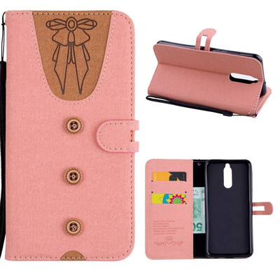 

MOONCASE Huawei Mate 10 Lite stitching embossed womens leather case - powder