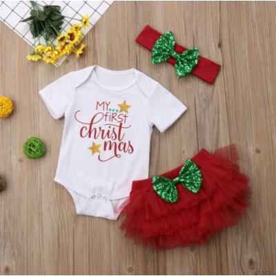 

My 1st Christmas Baby Girls Princess RomperTutu Ruffle Short Bloomer Clothes UK